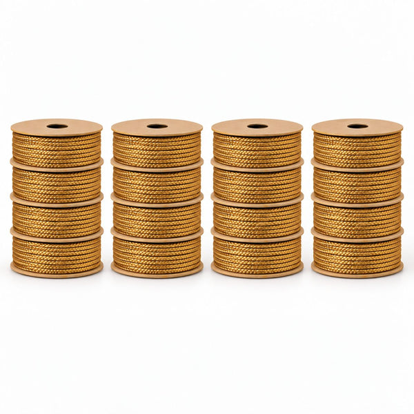 Golden Blouse Dori Pack of 16 Rolls | Braided Tie Cord for Blouse Back, Lehenga, Kurti & Ethnic Wear