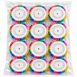 Multicolor Pearl Head Pins for Sewing & Tailoring – Pin Wheel Set – Pack of 12 Wheels