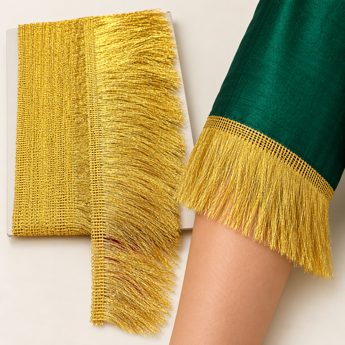 Bright Golden Thread Jhalar Lace Border for Saree, Blouse & Dupatta – 18 Meter