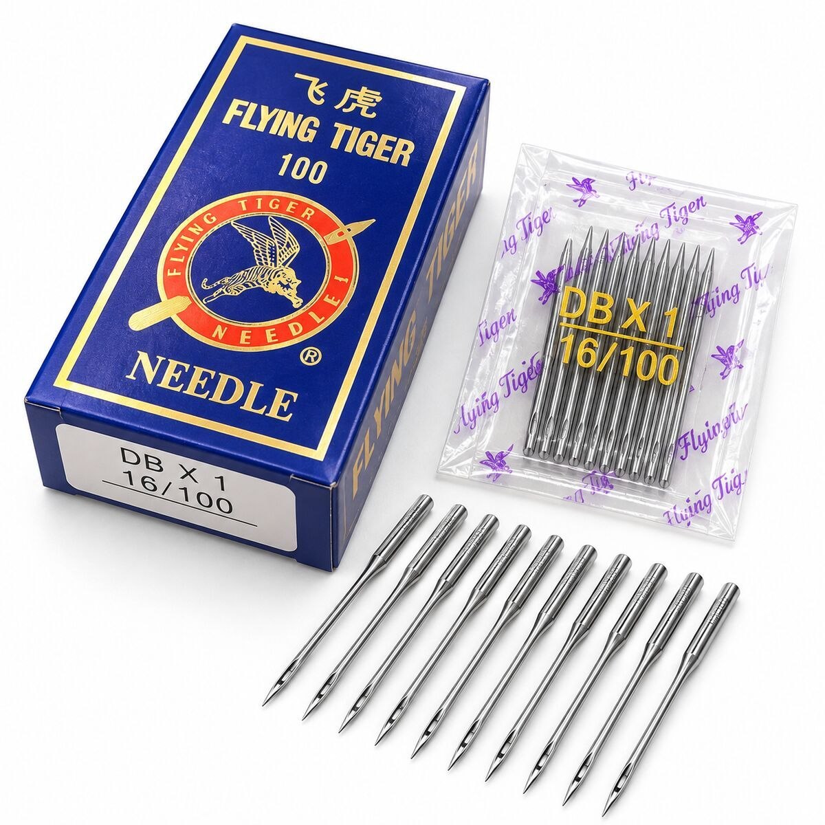 Flying Tiger DB×1 16/100 Industrial Sewing Machine Needles – 100 Needle Box