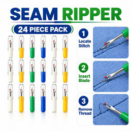 Seam Ripper Thread Cutter with Safety Cap – Multicolour, Pack of 24 Pieces