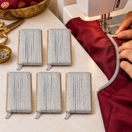 Silver Blouse Piping Dori Pack of 5 | Decorative Piping Cord for Blouse, Saree & Dress Stitching