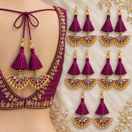 Wine Magenta Decorative Tassel Latkan for Blouse, Lehenga & Saree – Pack of 12 Pieces (6 Pairs)