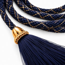 Navy Blue Blouse Dori with Tassel Latkan | Decorative Tie Cord for Blouse, Lehenga & Saree | Pack of 12