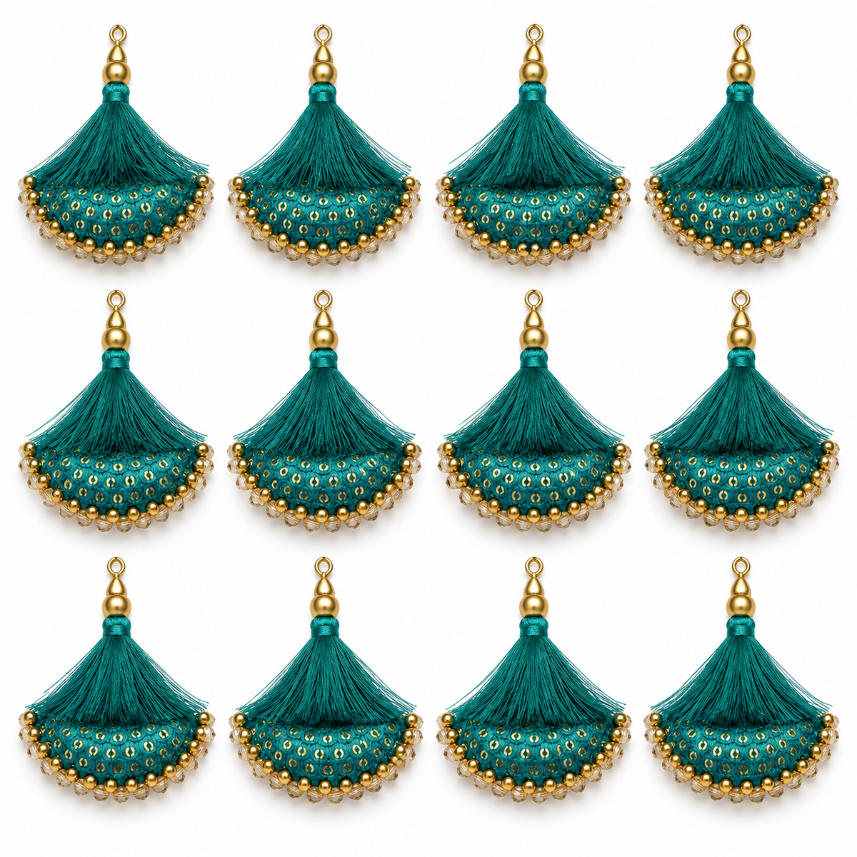 Designer Teal Green Latkan for Blouse & Lehenga – Pack of 12 Pieces (6 Pairs)