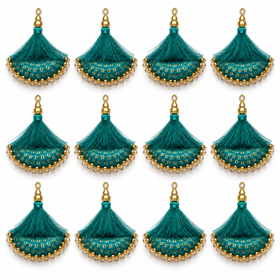 Designer Teal Green Latkan for Blouse & Lehenga – Pack of 12 Pieces (6 Pairs)