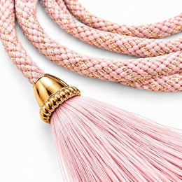 Baby Pink Blouse Dori with Tassel Latkan | 1 Meter Decorative Braided Tie Cord | Pack of 12