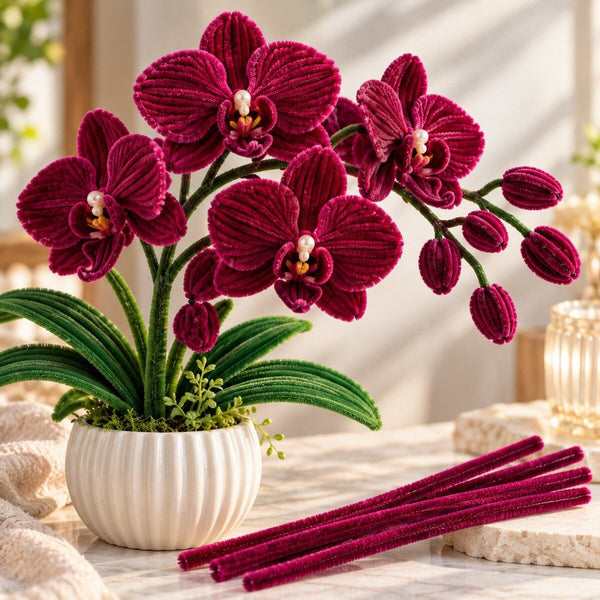 Wine Colour Pipe Cleaner Craft Sticks for DIY Flowers, Art & Craft – 100 Pieces (1 Packet)