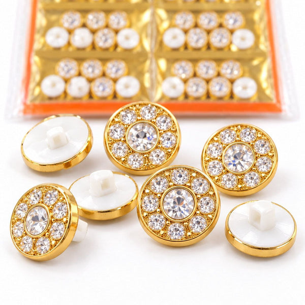 Golden Stone Designer Buttons for Kurti Blouse & Suit – C-1623, 16L, Pack of 120