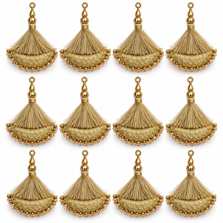 Golden Designer Tassel Latkan for Blouse & Lehenga – 6 Pair (12 Pieces)
