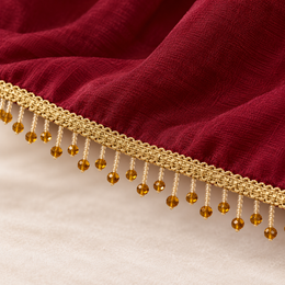 Premium Amber Golden Crystal Beaded Fringe Lace Border – 9 Meter | Designer Hanging Moti Lace for Saree, Dupatta, Blouse & Lehenga