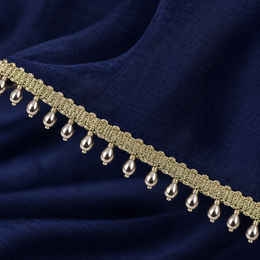 Premium Light Metallic Silver Teardrop Hanging Lace Border – 9 Meter | Designer Silver Drop Latkan Lace for Saree, Blouse, Dupatta & Lehenga