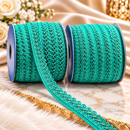 Turquoise Blue Designer Loop Lace Border 18 Meter | Decorative Embroidered Lace Trim for Saree, Blouse, Kurti, Dupatta, Lehenga & Dress Decoration