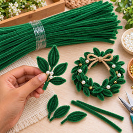 Dark Green Pipe Cleaner Craft Sticks for DIY Flowers, Leaves & Art – 100 Pieces (1 Packet)