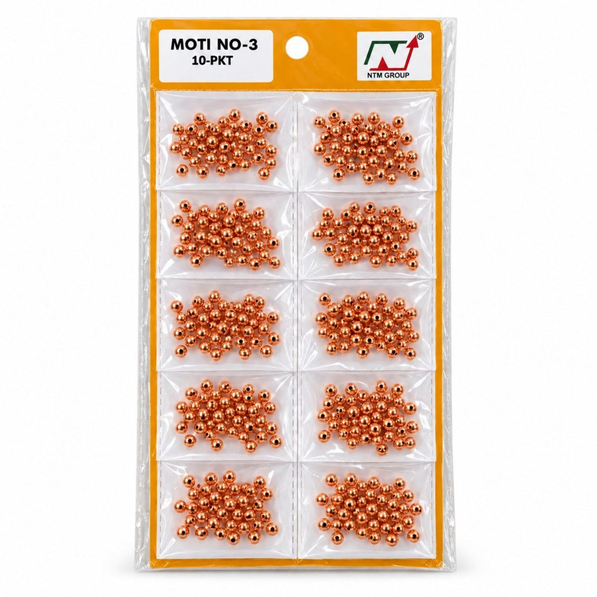 Moti No. 3 Copper Beads for Blouse, Latkan, Embroidery & Craft – Pack of 10 Packets