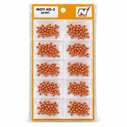 Moti No. 3 Copper Beads for Blouse, Latkan, Embroidery & Craft – Pack of 10 Packets