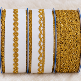 Bright Golden Assorted Designer Lace Border for Saree, Blouse & Dupatta – 9 Meter Each, Pack of 12