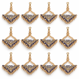 Royal Blue & Gold Designer Beaded Latkan for Blouse & Lehenga – 6 Pair (12 Pieces)