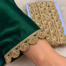 Champagne Gold Fan Design Jhalar Lace Border for Saree, Blouse & Dupatta – 18 Meter