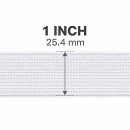 White Elastic Band 1 Inch (25.4 mm) – Stretchable Sewing Elastic for Waistband, Pajama, Skirt & Tailoring