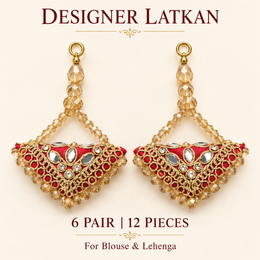 Red & Gold Designer Beaded Latkan for Blouse & Lehenga – 6 Pair (12 Pieces)
