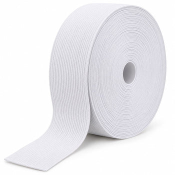 White Woven Elastic Tape 1.5 Inch (38 mm) – 25 Meter Roll for Tailoring & Garments