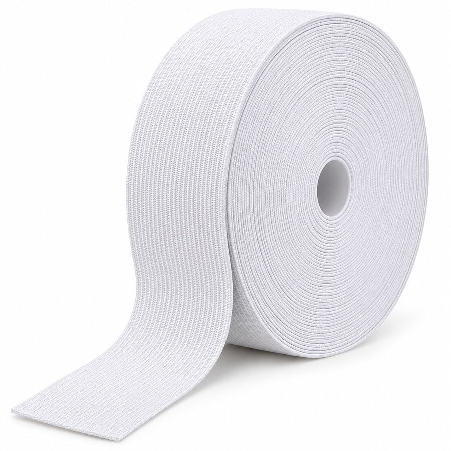 White Woven Elastic Tape 1.5 Inch (38 mm) – 25 Meter Roll for Tailoring & Garments