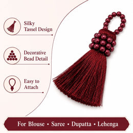 Premium Wine Maroon Silk Thread Tassel Latkan with Decorative Beads for Blouse, Saree, Lehenga & Dupatta – Designer Hanging Tassels
