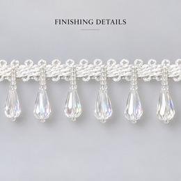 White Crystal-Style Teardrop Hanging Lace Border for Saree, Blouse & Dupatta – 9 Meter