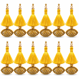 Yellow & Gold Decorative Tassel Latkan for Blouse & Lehenga – Pack of 12 Pieces, 6 Pairs