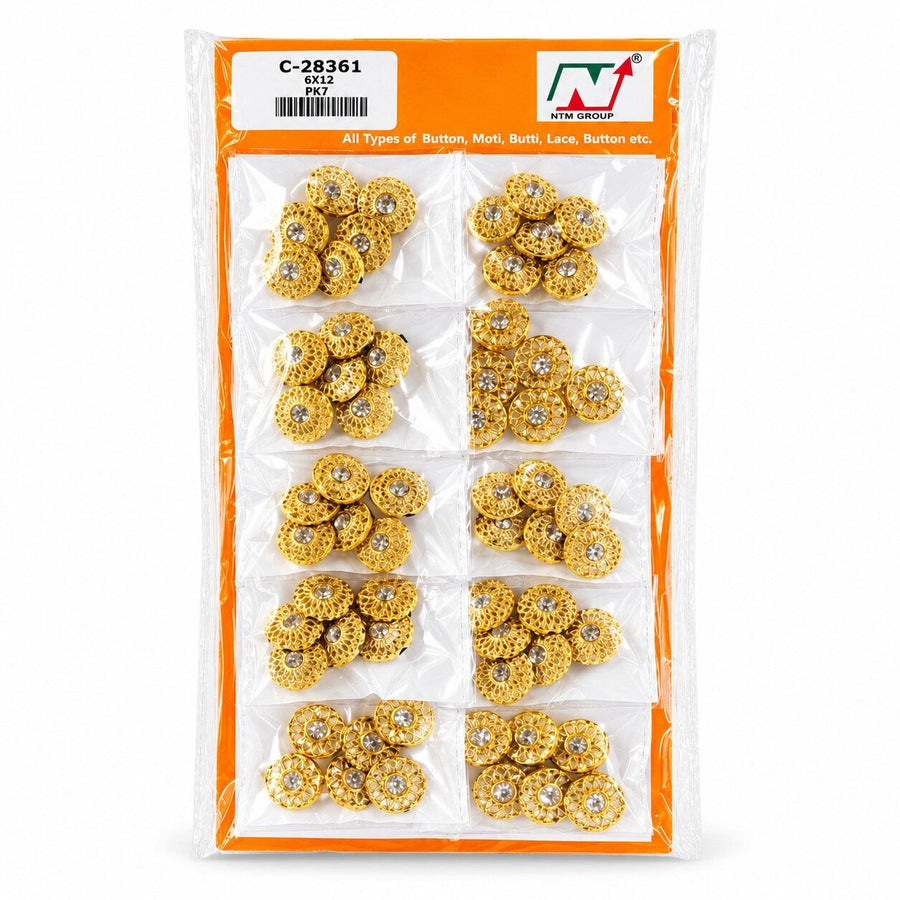 C-28361 Golden Designer Stone Buttons for Kurti, Blouse & Dress – 10 Packets
