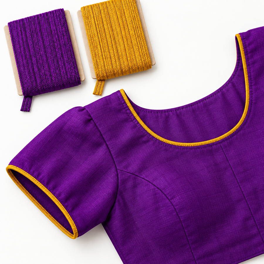 Purple & Golden Piping Dori Combo for Blouse, Saree & Lehenga – 18 Meter Each, Pack of 2