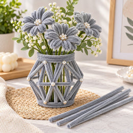 Grey Pipe Cleaner Craft Sticks for DIY Flowers, Figures, Art & Craft – 100 Pieces (1 Packet)
