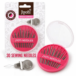 30 Piece Hand Sewing Needle Compact Set with Needle Threader & Cutter – Assorted Sizes