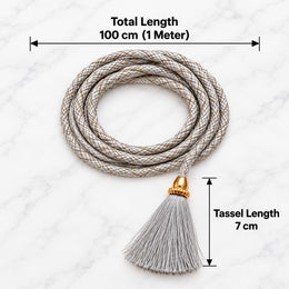 Silver Blouse Dori with Tassel Latkan | 1 Meter Braided Decorative Dori | Pack of 12