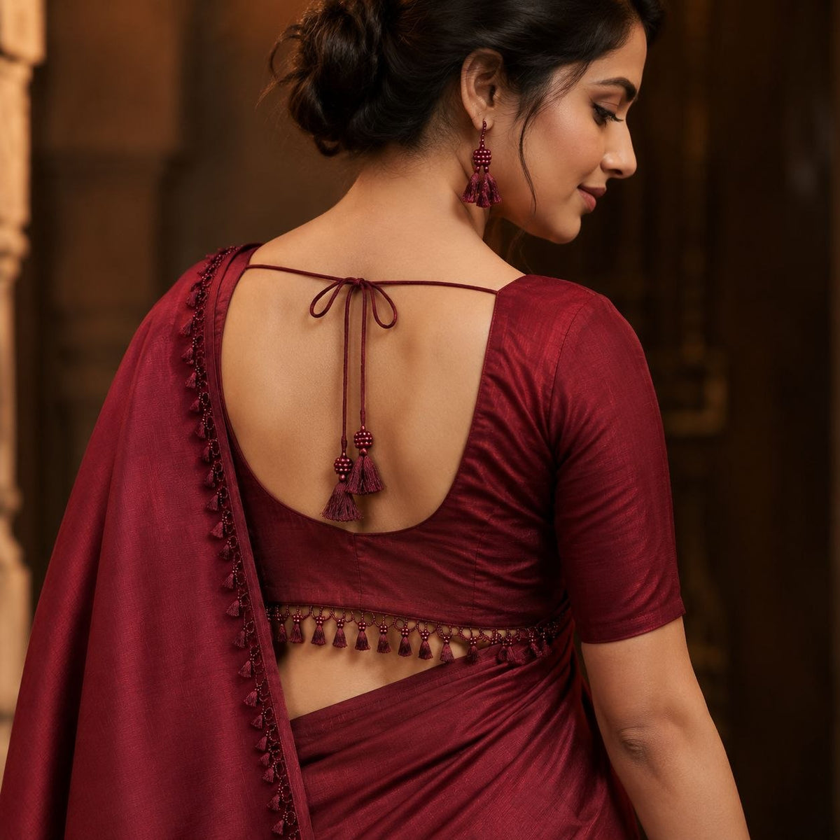 Premium Wine Maroon Silk Thread Tassel Latkan with Decorative Beads for Blouse, Saree, Lehenga & Dupatta – Designer Hanging Tassels
