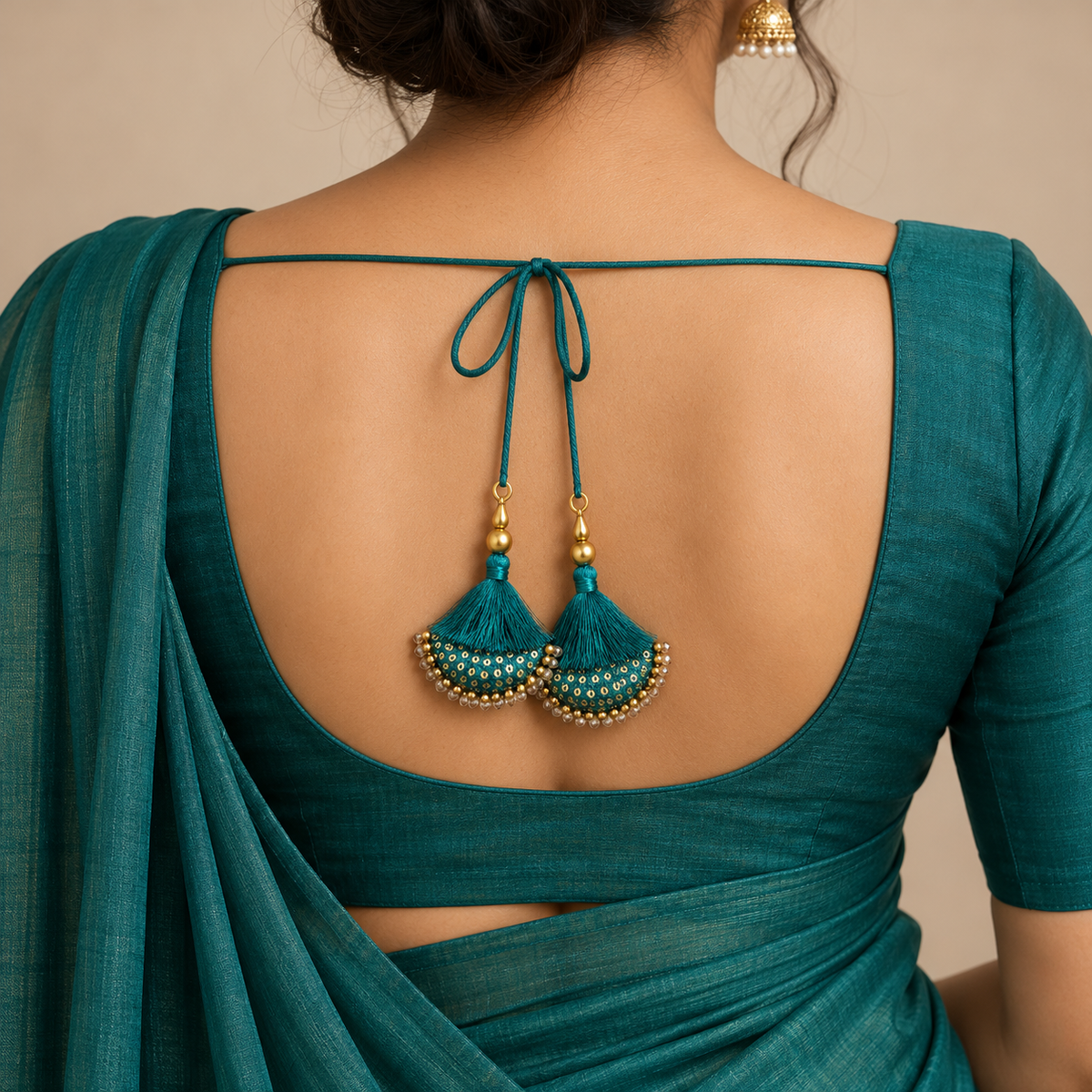 Designer Teal Green Latkan for Blouse & Lehenga – Pack of 12 Pieces (6 Pairs)