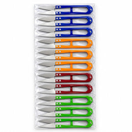 Thread Cutter Scissors Pack of 12 | Mini Thread Snips for Tailoring & Sewing | 4 Assorted Colours