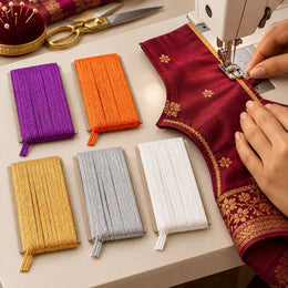 Blouse Piping Dori Pack of 5 Colours | Purple, Orange, Golden, Silver & White | Blouse & Dress Stitching