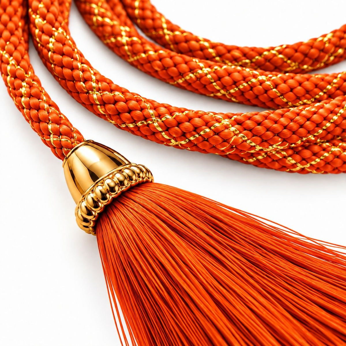Orange Blouse Dori with Tassel Latkan | 1 Meter Braided Dori | Pack of 12