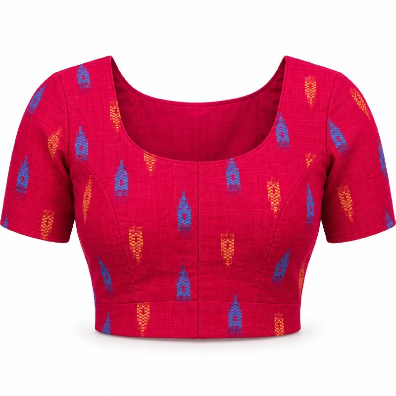 Multicolor Woven Blouse Piece Fabric Combo – Traditional Motif Design – Pack of 10 Pieces