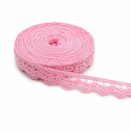 Pink Floral Decorative Lace Border 18 Meter Roll for Blouse, Saree, Kurti, Dupatta, Dress & Craft