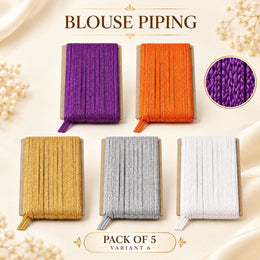Blouse Piping Dori Pack of 5 Colours | Purple, Orange, Golden, Silver & White | Blouse & Dress Stitching