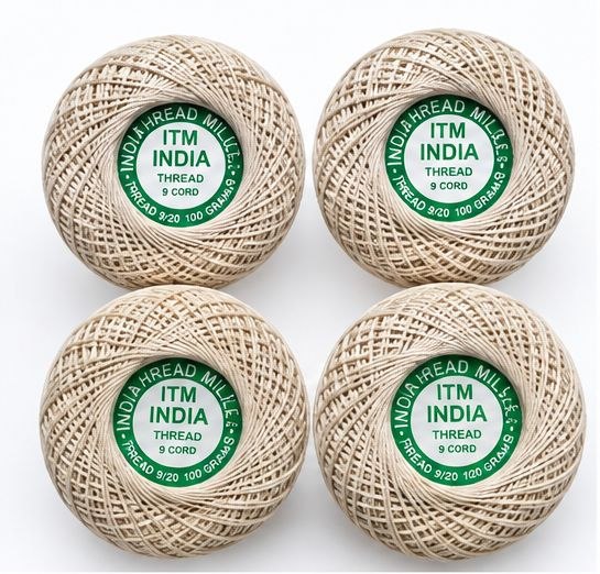 ITM India 9 Cord Cotton Thread 100g Each Pack of 4 | Piping, Crochet & Tailoring Thread