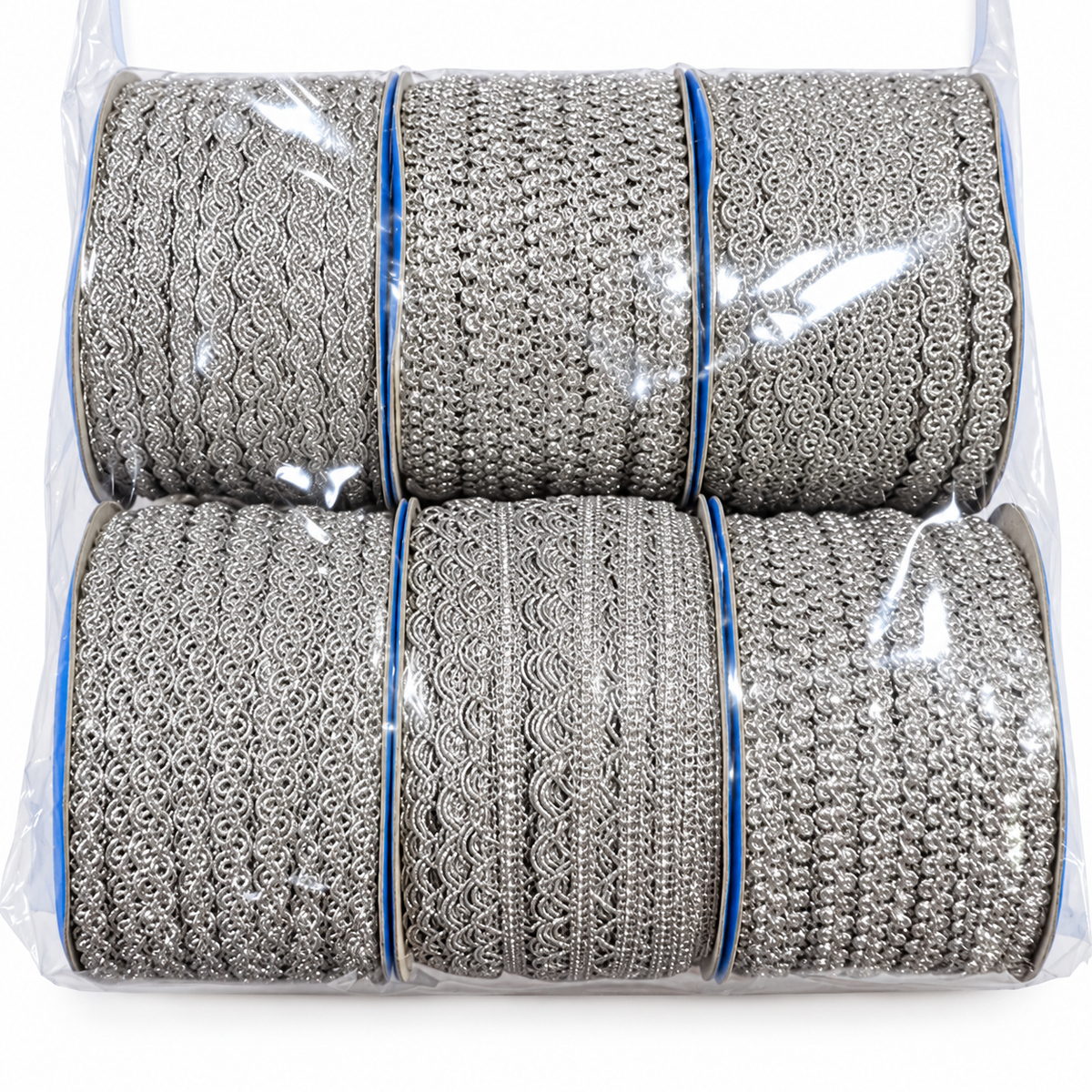 Silver Assorted Designer Lace Border for Saree, Blouse & Dupatta – 9 Meter Each, Pack of 12