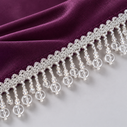 Premium Silver Crystal Bead Hanging Fringe Lace Border with Transparent Round Beads for Saree, Blouse, Dupatta, Lehenga & Dress  9 Meter