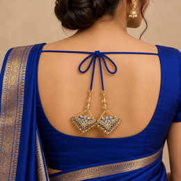 Royal Blue & Gold Designer Beaded Latkan for Blouse & Lehenga – 6 Pair (12 Pieces)