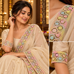 Premium Multicolour Floral Embroidered Sequin Lace Border for Saree, Blouse, Dupatta, Lehenga & Kurti – Designer Fancy Lace Trim
