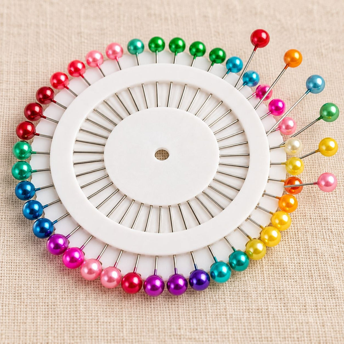 Multicolor Pearl Head Pins for Sewing & Tailoring – Pin Wheel Set – Pack of 12 Wheels