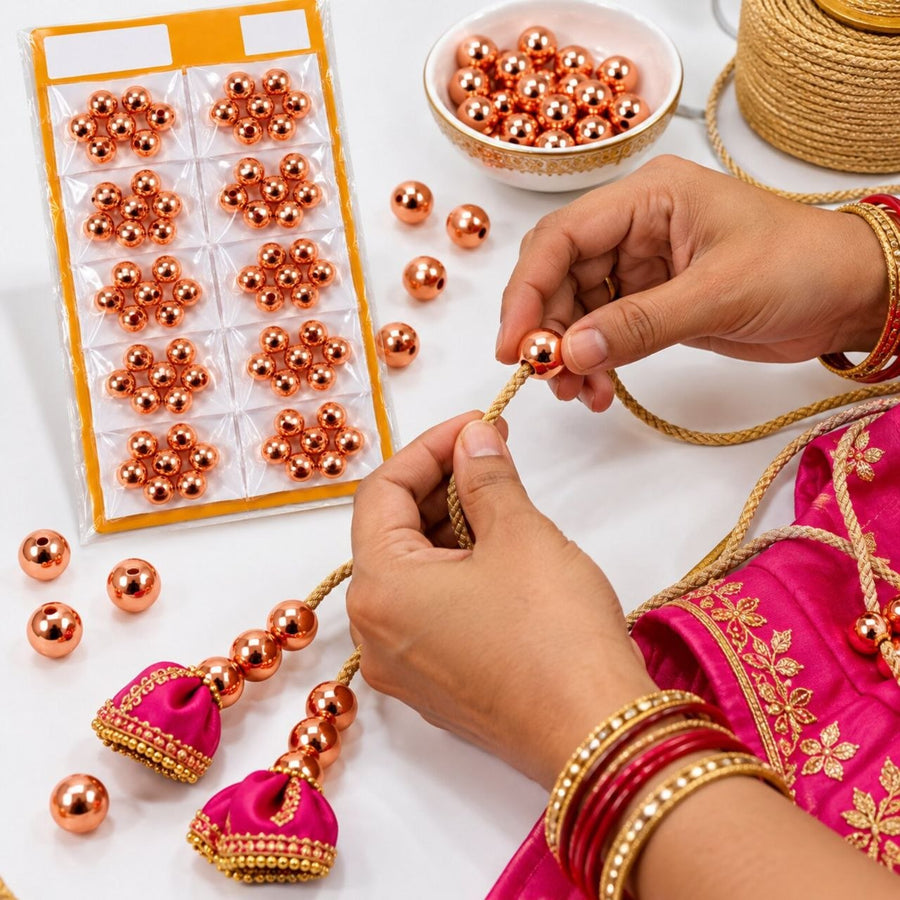 Moti No. 10 Copper Beads for Latkan, Blouse, Lehenga & Craft – Pack of 10 Packets